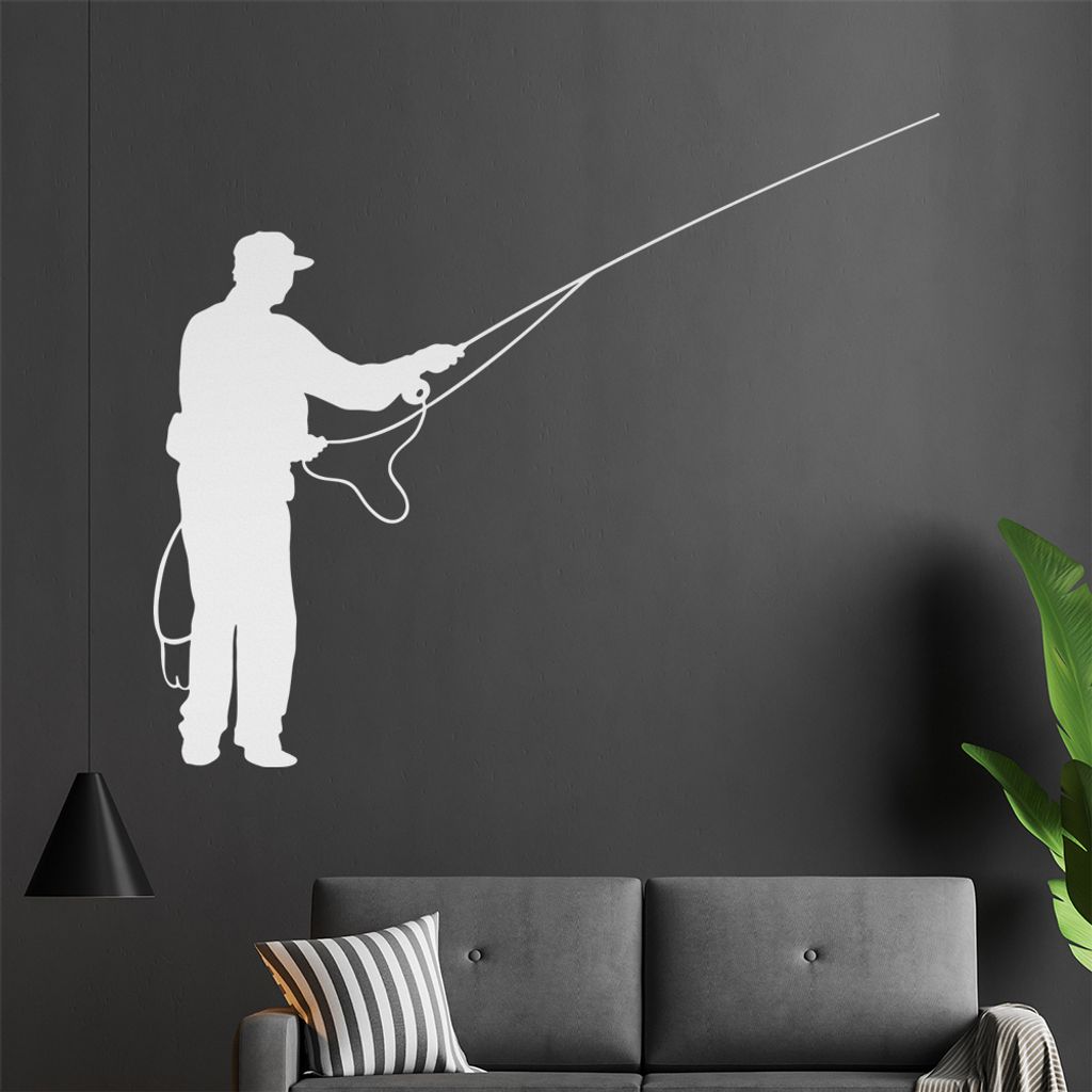 KIWISTAR Angler - Fischer Hobby Köder Wandtattoo in 6 Größen - Wandaufkleber Wall Sticker - Dekoration, Küche, Wohnzimmer, Schlafzimmer, Badezi...