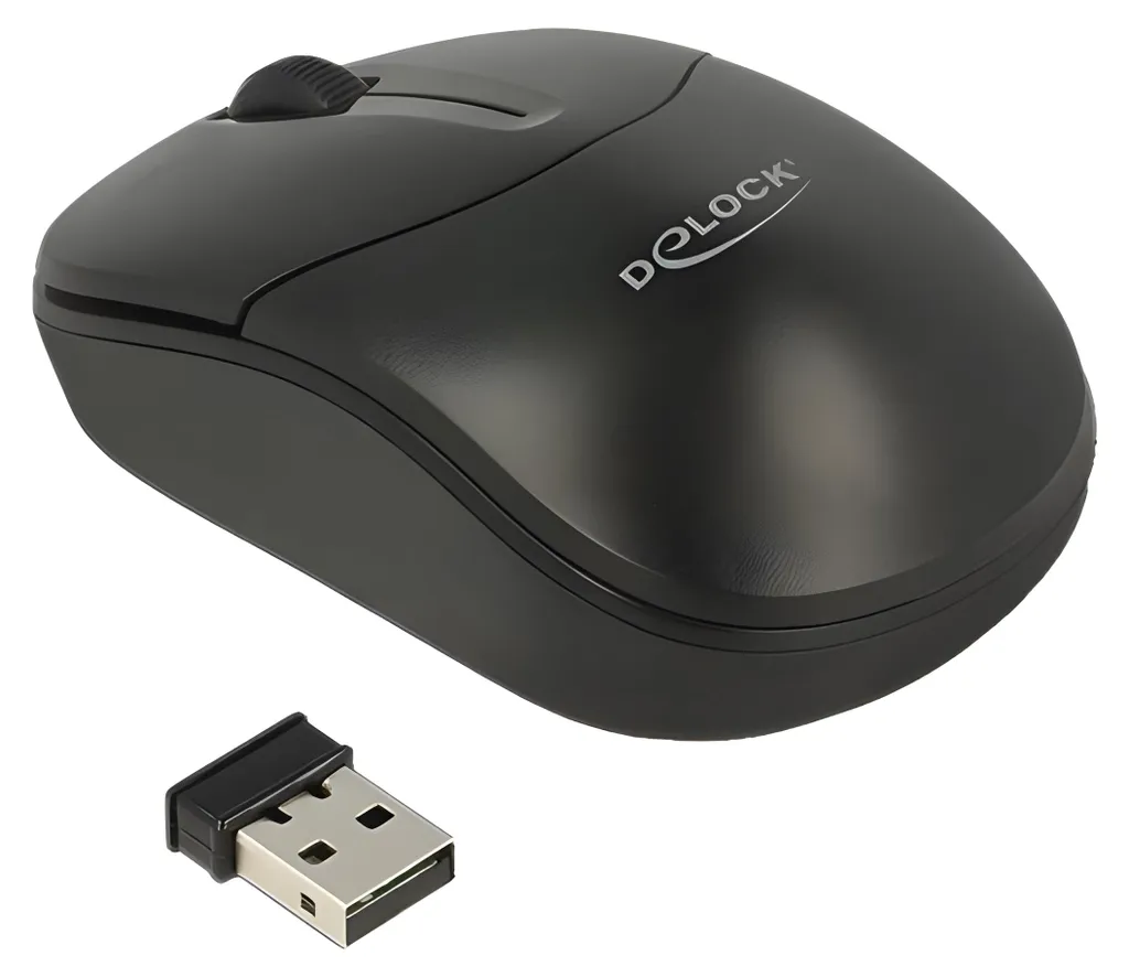 Delock Souris Optique Mini sans Fil 2,4 GHz Noire 3 Boutons Compacte