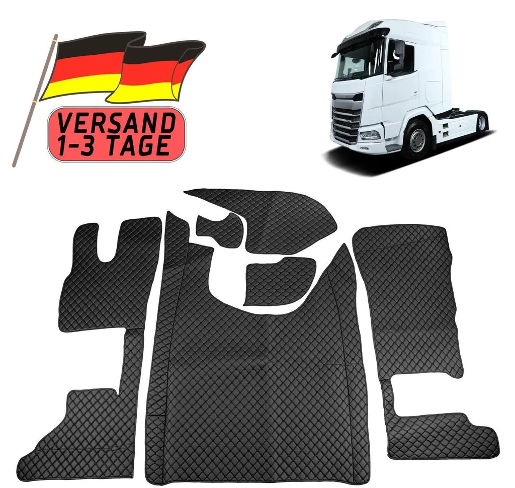 Tappetini Auto In Ecopelle Nera Per MAN TGX 2010-2017 – Set Completo Con Copertura Tunnel – Guida A Sinistra