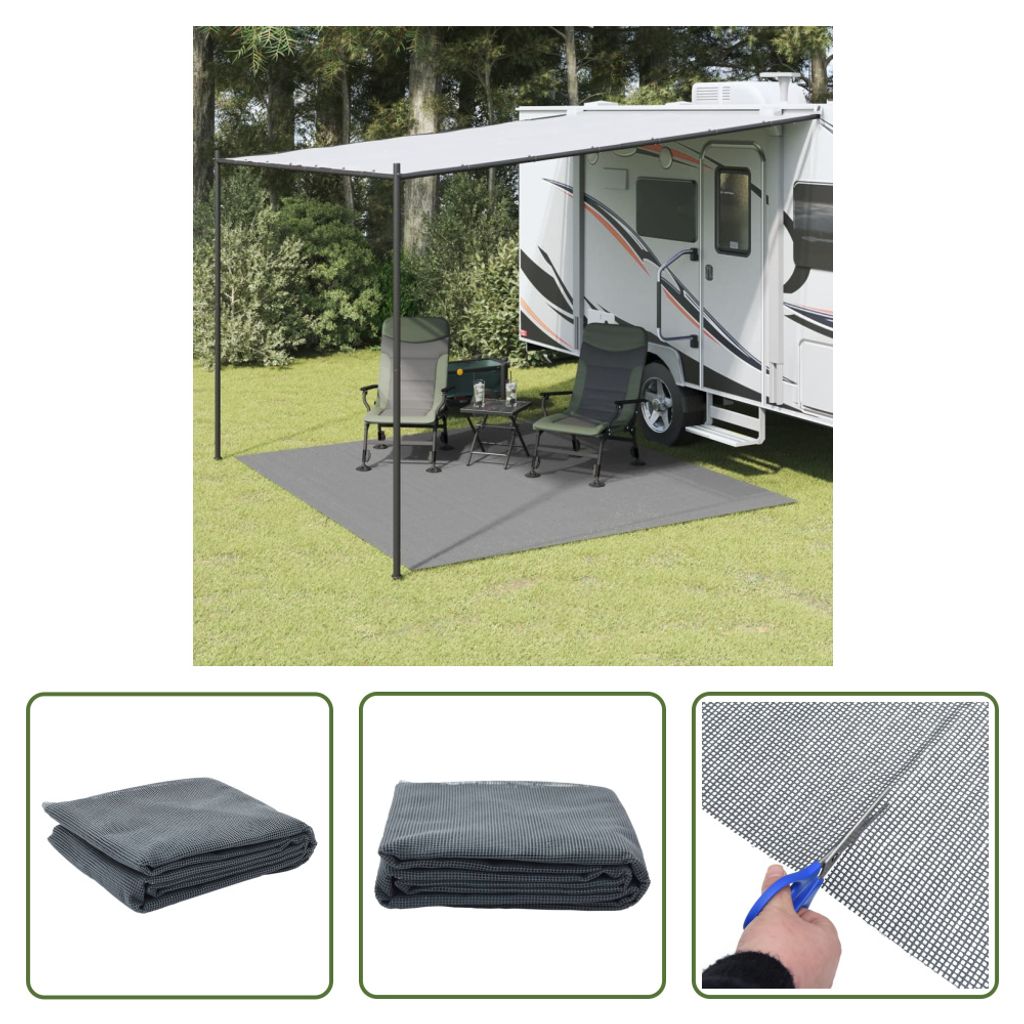 The Living Store Campingteppich Anthrazit 3x3 m