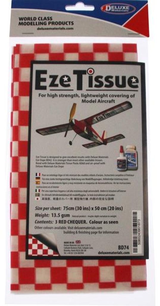 Eze Tissue inlegpapier, 13,5 g/m², 75 x 50 cm, geruit, rood Productafbeelding 