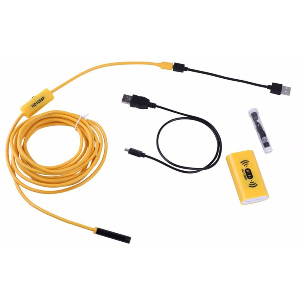 Endoskop F130 WiFi mit Beleuchtung, 1200p Auflösung, 3,5m Festkabel, gelb