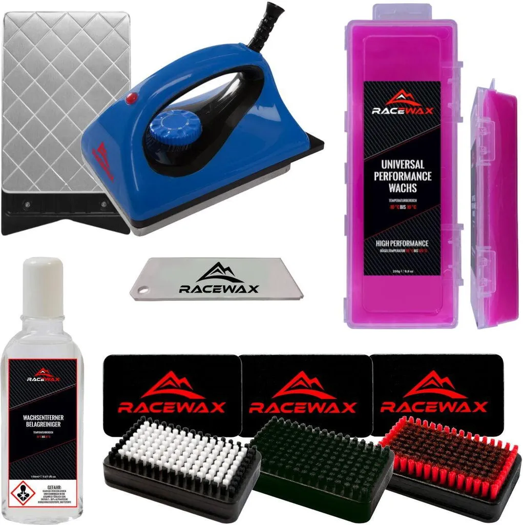 Set de Préparation Ski et Snowboard avec 3 Brosses et Liquide Décireur