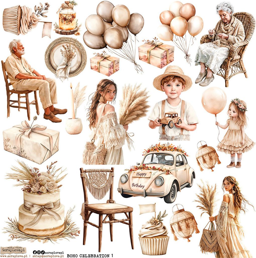AUFKLEBER ScrapLove Dekor Stickers - Boho Celebration 1