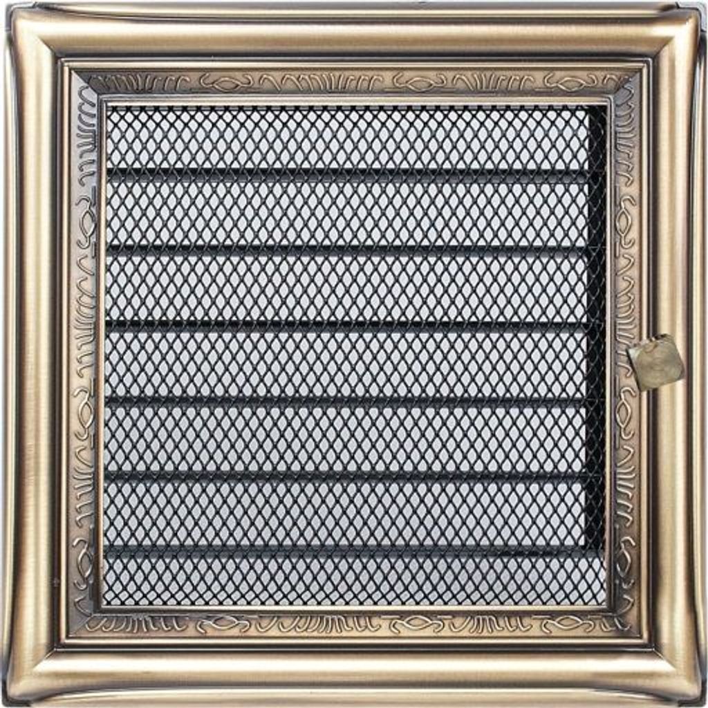 Maschengitter mit verstellbarer Klappe zur Luftführung - Rustikales Gold - 17 x 37 cm