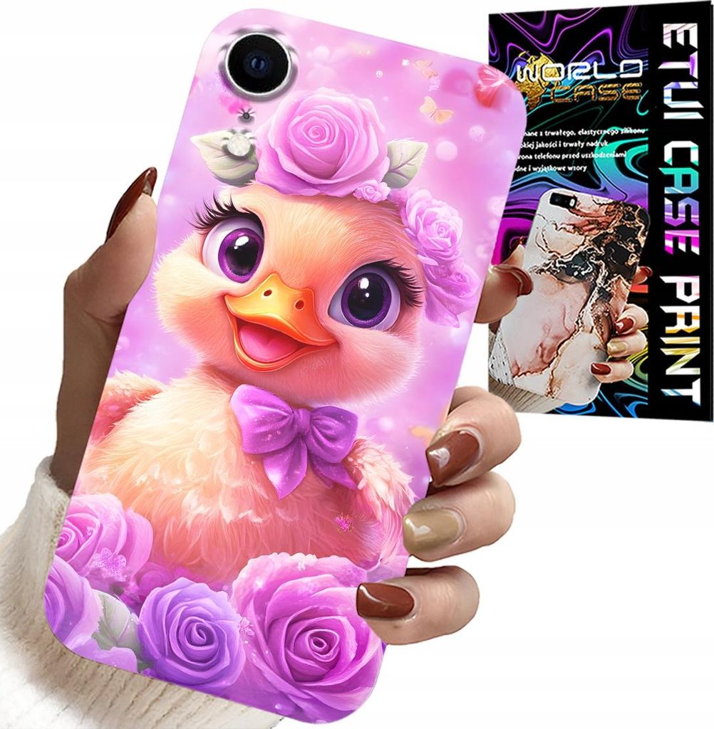 Hülle Für Iphone Xr - Süsse Ente, Ente Auf Rosa Hintergrund