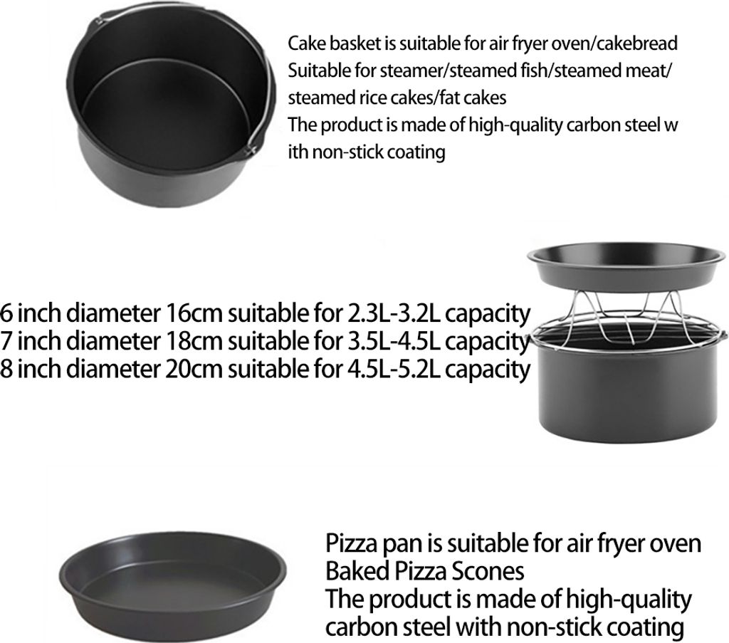 10PCS 6IN/16CM Air Fryer Zubehör Sicherheit Pizza Backen Pan Küche Kochen Werkzeuge für 3,7-5,8qt