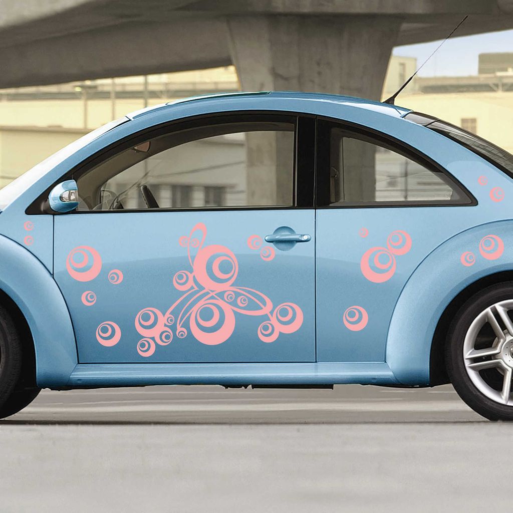 Aufkleber - Autoaufkleber-Set "Retro Swirl" Bogen 180cm x 60cm hellrosa - Tuning Carystyling Heckscheibe Auto