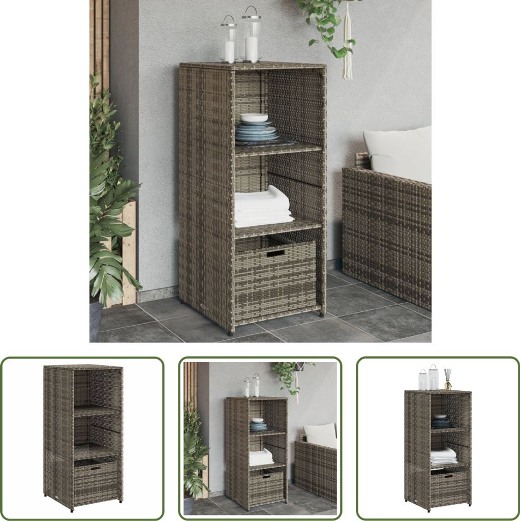 The Living Store Gartenschrank Grau 50x55x115 cm Poly Rattan