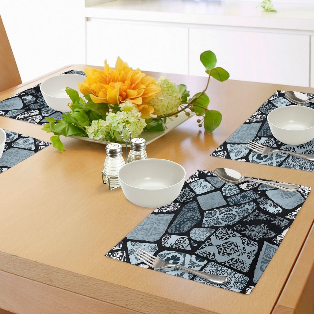 ABAKUHAUS Blumen Platzmatten, Modernes Design mit geometrischen Formen und Mustern aus verschiedenen Kulturen, Tiscjdeco aus Farbfesten Stoff für ...