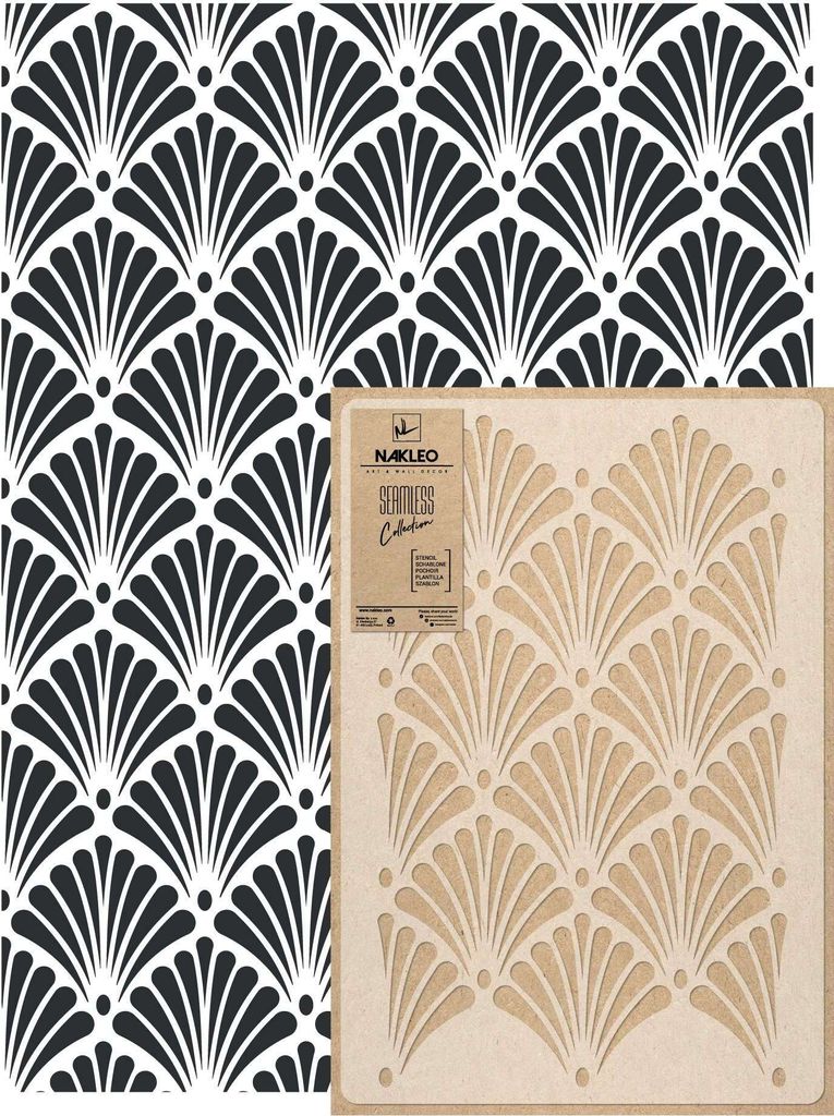 Wandschablone Groß Muster, Malschablone 59x95 cm Palme Blätt Art Deco Wiederverwendbare Kunststoff, Geometrische Tapete Wandgestaltung