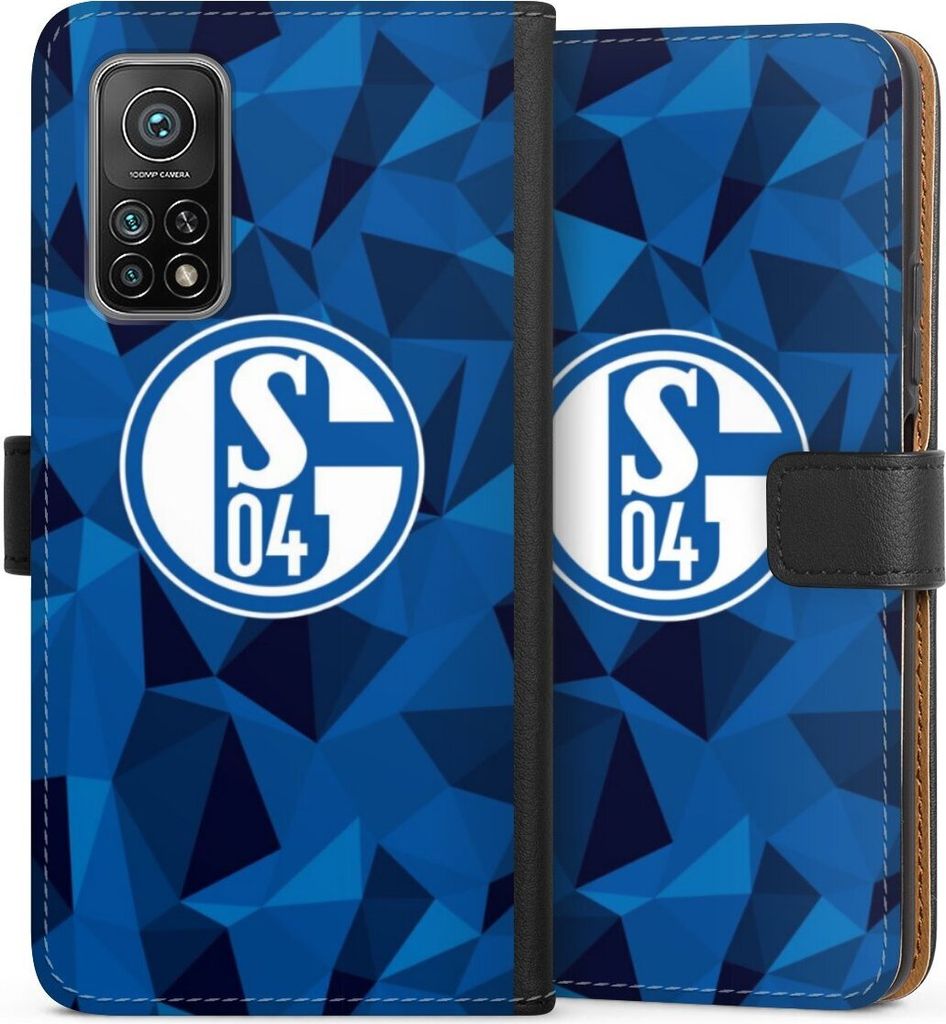 DeinDesign Klapphülle für Xiaomi Mi 10T Pro 5G Handytasche Lederhülle Tasche Camouflage FC Schalke 04 Muster
