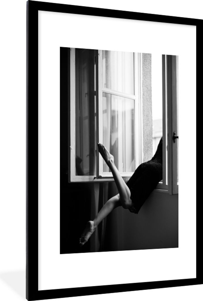 MuchoWow® Gerahmtes Poster Fenster - Frau - Architektur - Produktbild 