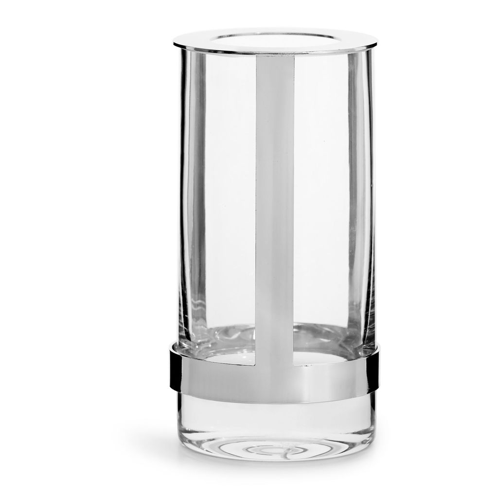 Sagaform Vase, 8 x 15 cm, Glas/Metall, Silber, Geschenkbox