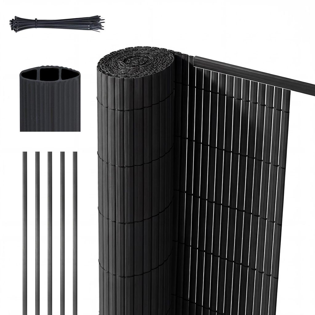 Sekey PVC Sichtschutzmatte mit Abdeckprofil Sichtschutzzaun Windschutz 120x500 cm