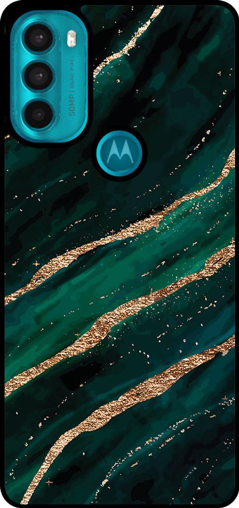 Smartphonica Handytasche geeignet für Motorola Moto G71 5G mit Marmordruck - TPU zurück Abdeckung Fall Marmor Design - Grün Gold
