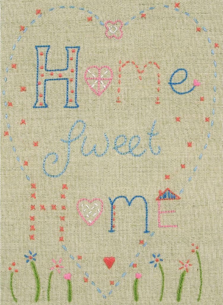 Anchor Freestyle Stickpackung "Home Sweet Home Leinen", vorbedruckt, 20x15cm