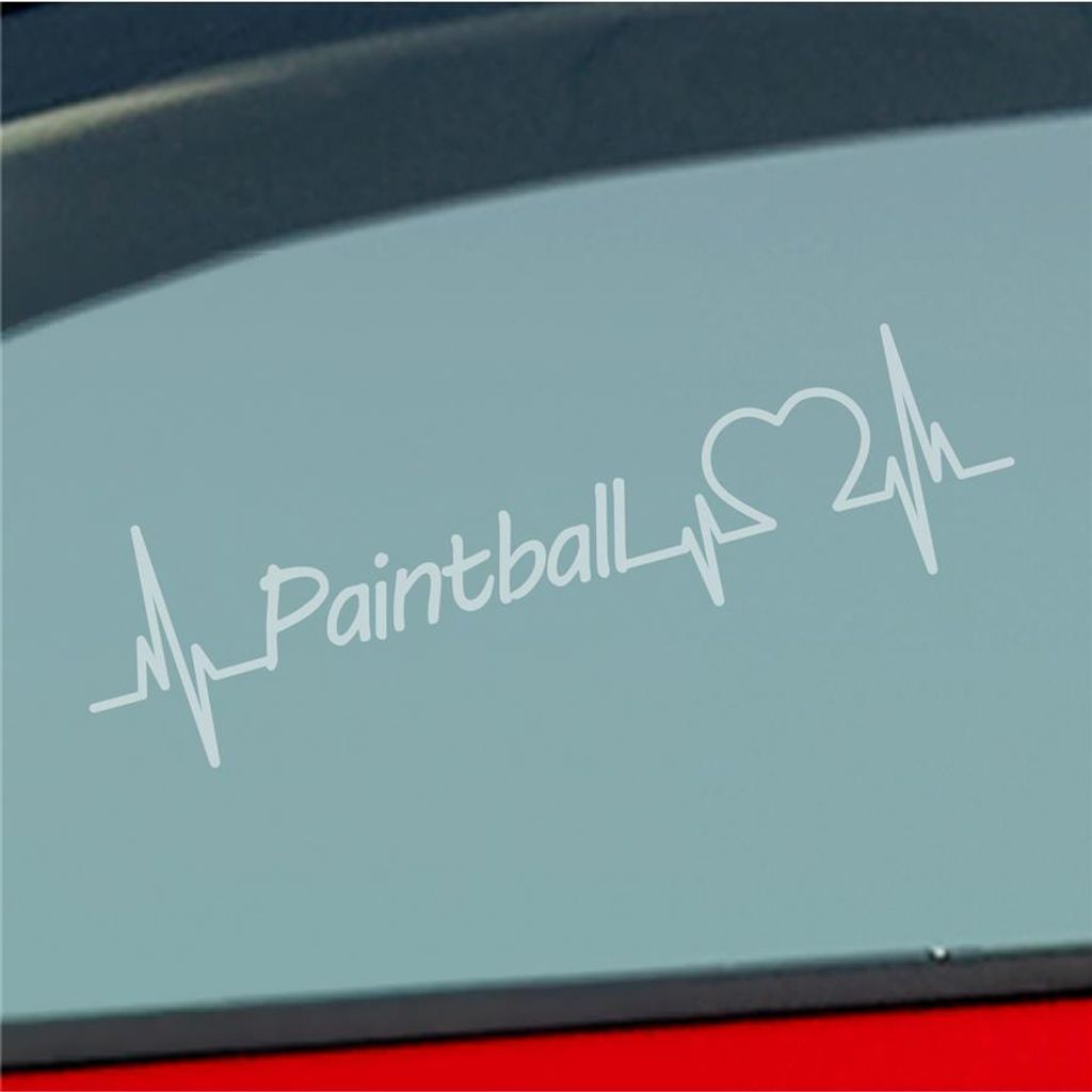Auto Aufkleber Paintball Herzschlag Schießen Team Wettkampft Sport Liebe 19x5 cm Milchglas Sticker Heckscheibenaufkleber