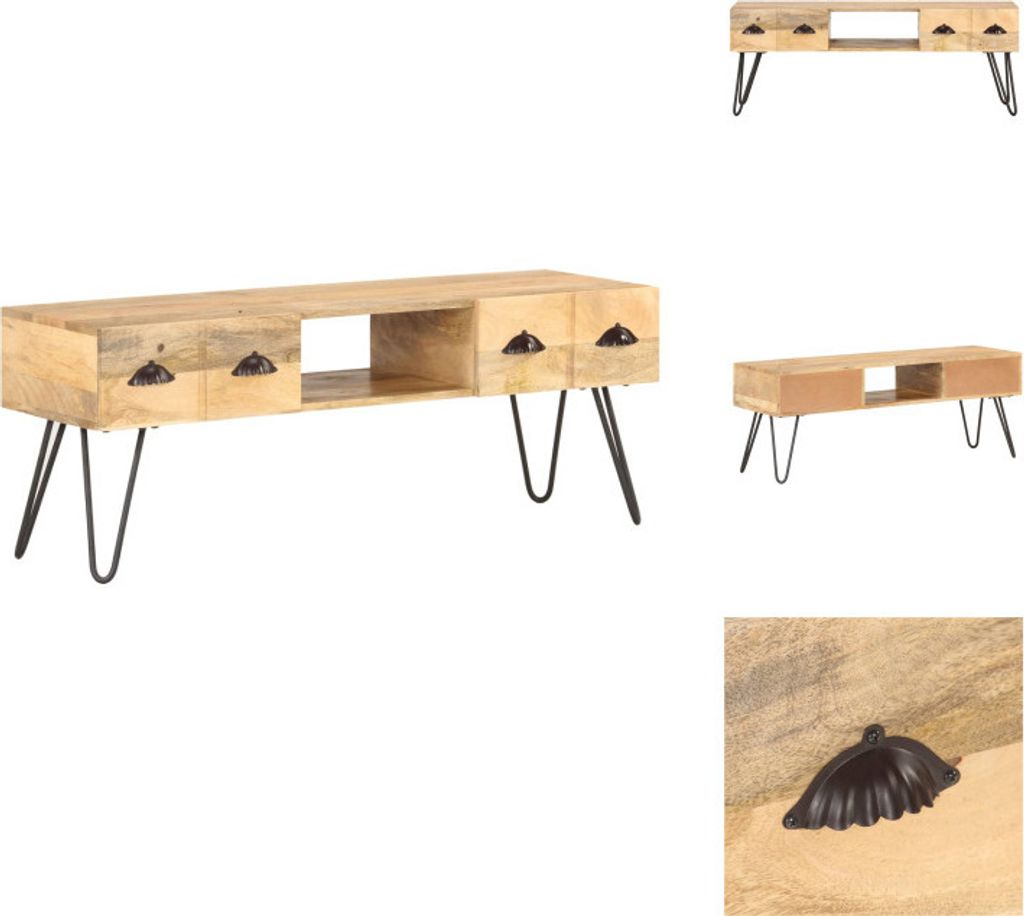 vidaXL TV-Schrank 120x35x45 cm Mango Massivholz - TV-Möbel