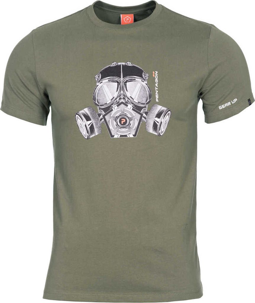 Pentagon Ageron Gas Mask Kurzarm-t-shirt Grün 2XL Herren Grün 2XL
