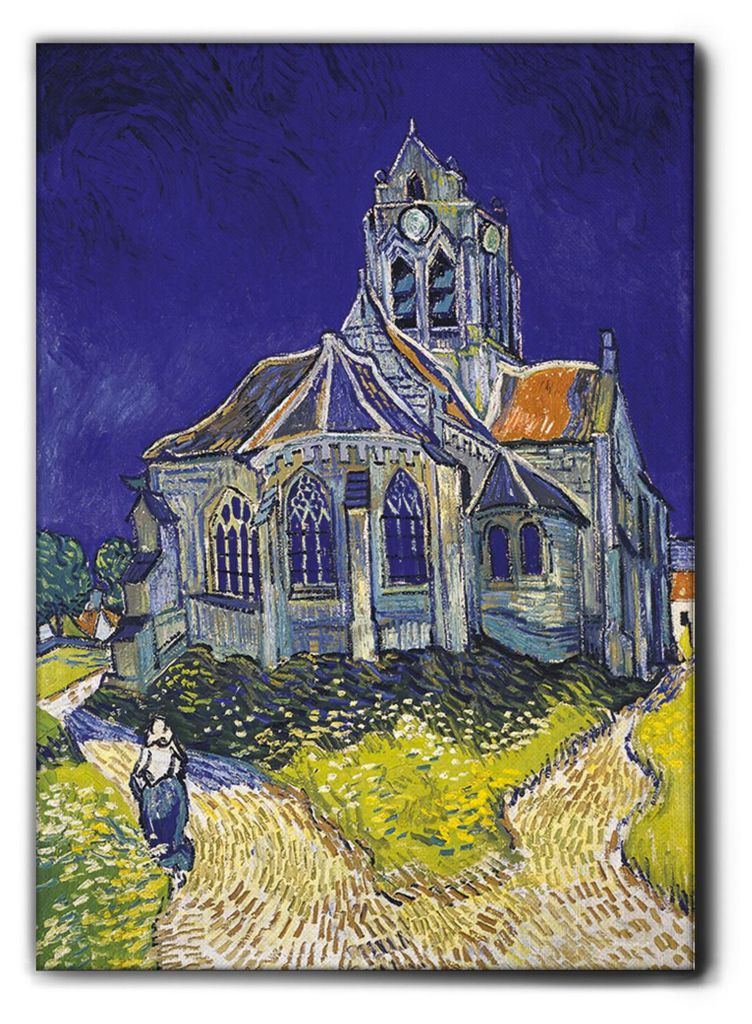 Giallobus - Auvers sur Oise Kirche (vorne) - Vincent Van Gogh - 100L x 140B cm - Bild - Premium Loom Canvas mit hoher Dicke