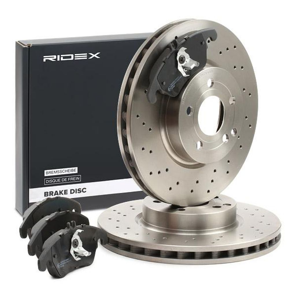 2x BREMSSCHEIBEN mit Anti-Quietsch-Blech ohne Radnabe ohne Radbefestigungsbolzen Kolbenclip + BREMSBELÄGE VORNE