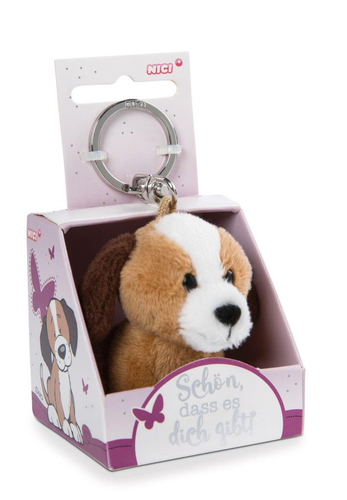 NICI Message Friends Hund Schön, dass es dich gibt! Schlüsselanhänger, Schlüssel Anhänger, Glücksbringer, 6 cm, 48138
