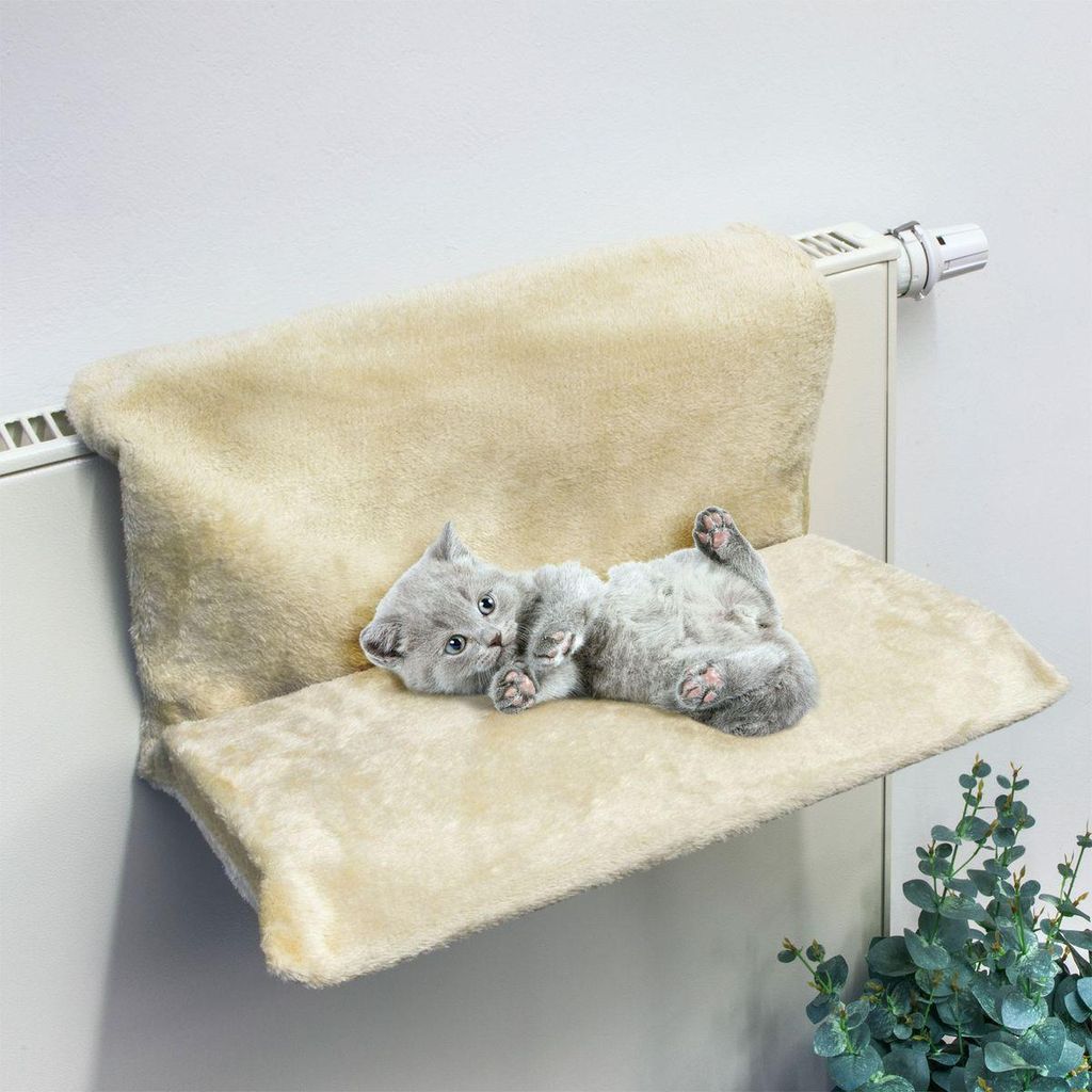 Heizungsliege Heizkörperliege in beige Katzenliege Produktbild 