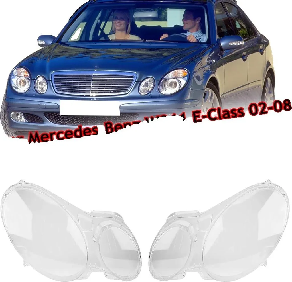 Coppia Copri Fari Mercedes Classe E W211: Plastica PC Duratura