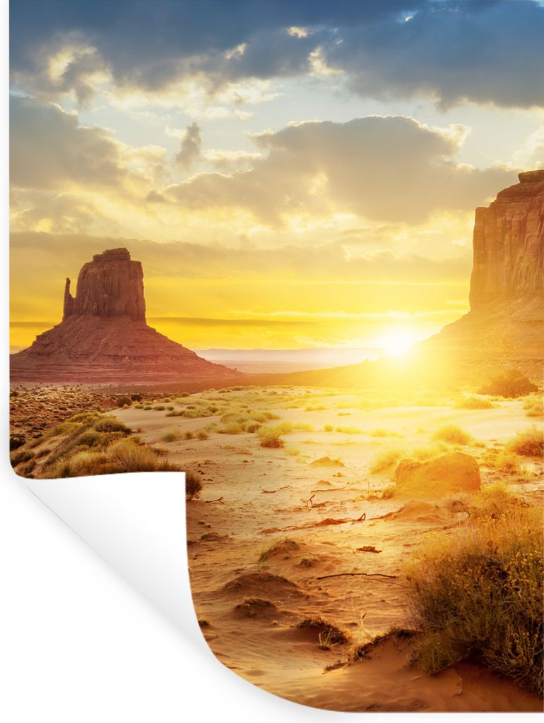 MuchoWow Wandtattoo Wandsticker Wandaufkleber Sonnenuntergang - Felsen - Landschaft - Horizont 30x40 cm Selbstklebend und Repositionierbar - Stic...