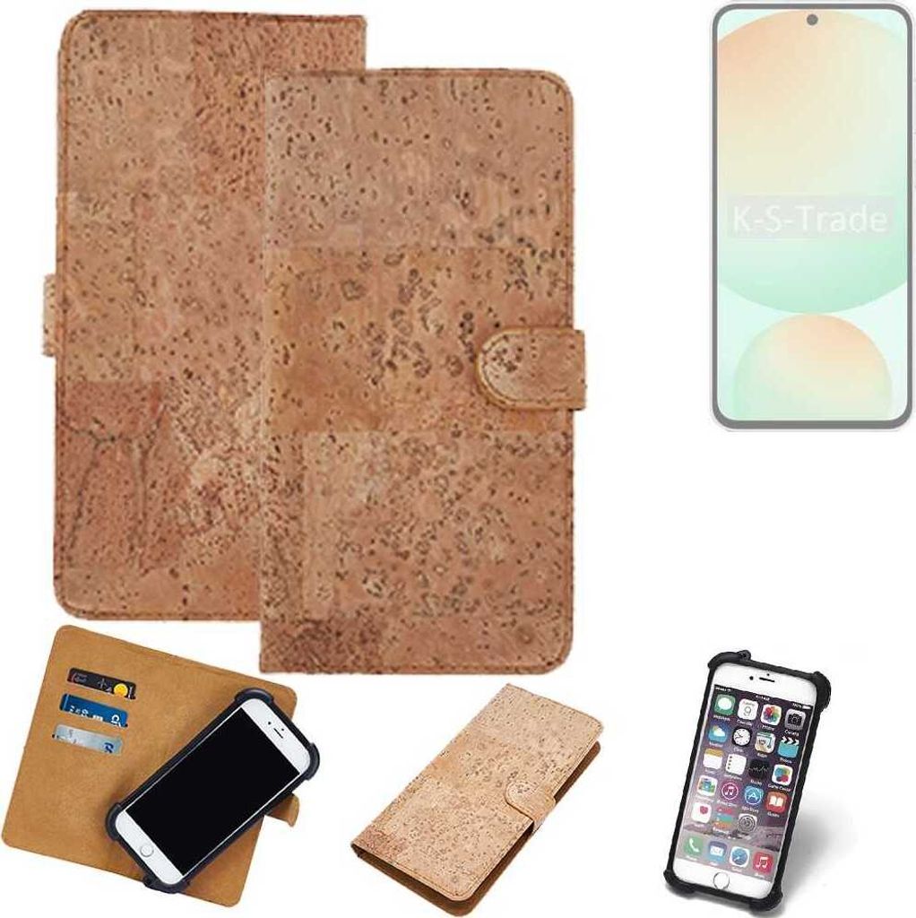 K-S-Trade Hülle kompatibel mit Samsung Galaxy S24 FE Kork Handyhülle Cover Schutzhülle TPU Case Bumper in Hellbraun, (1x)
