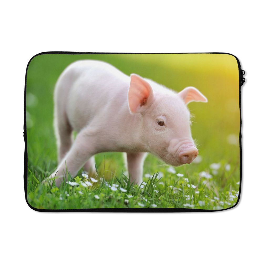 MuchoWow Laptop Hülle 13 Zoll Tiere - Ferkel - Schwein Laptoptasche - Laptophülle - Sleeve - Rundumschutz