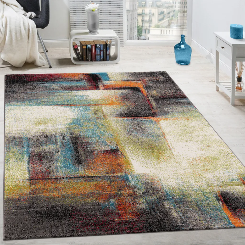 Tapis design moderne 120 x 170 cm - Tapis salon poils courts multicolore