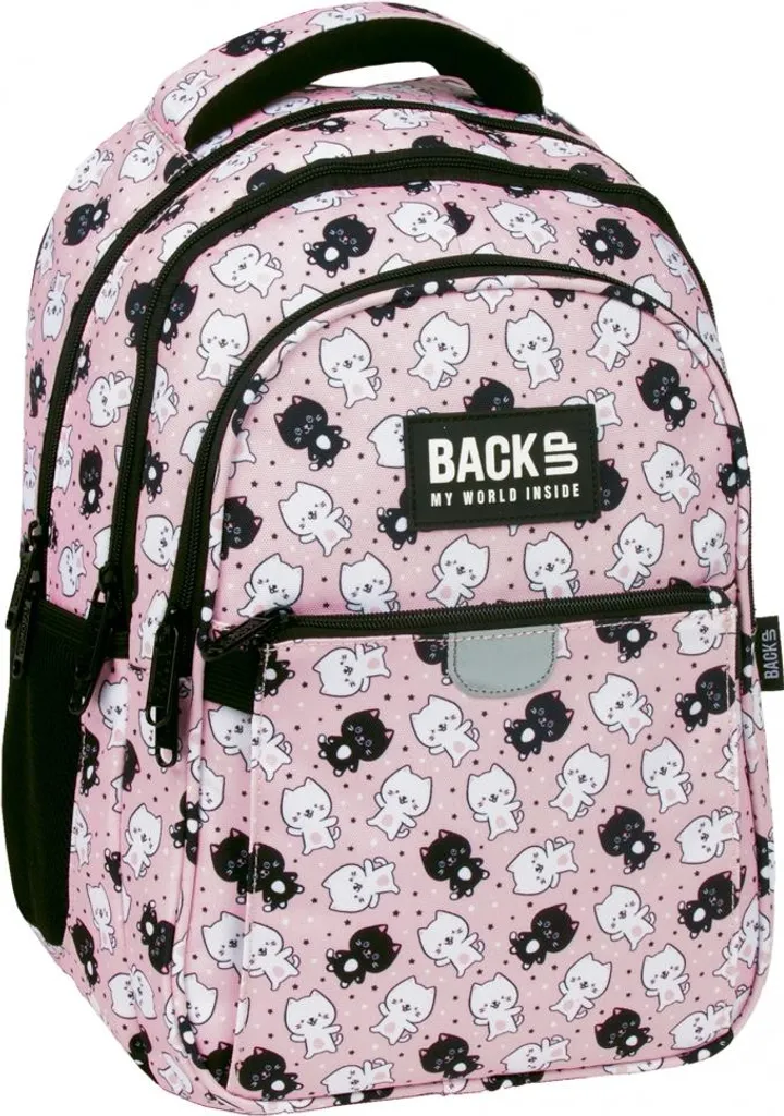 BackUp Sac à dos scolaire motif Cats roses - Sac enfant ergonomique 1 pc