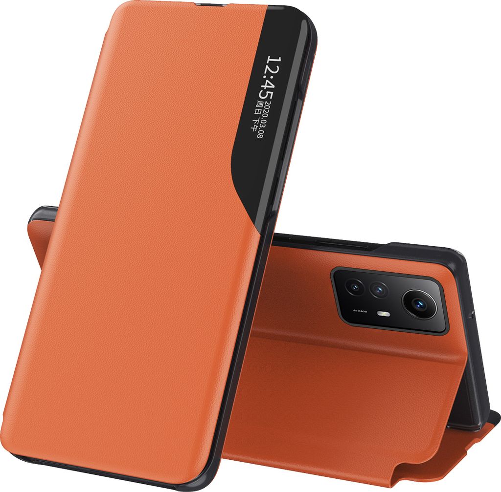 Dünn Flip Stand Cover Kunstleder Schutzhülle für Xiaomi Redmi Note 12S Orange