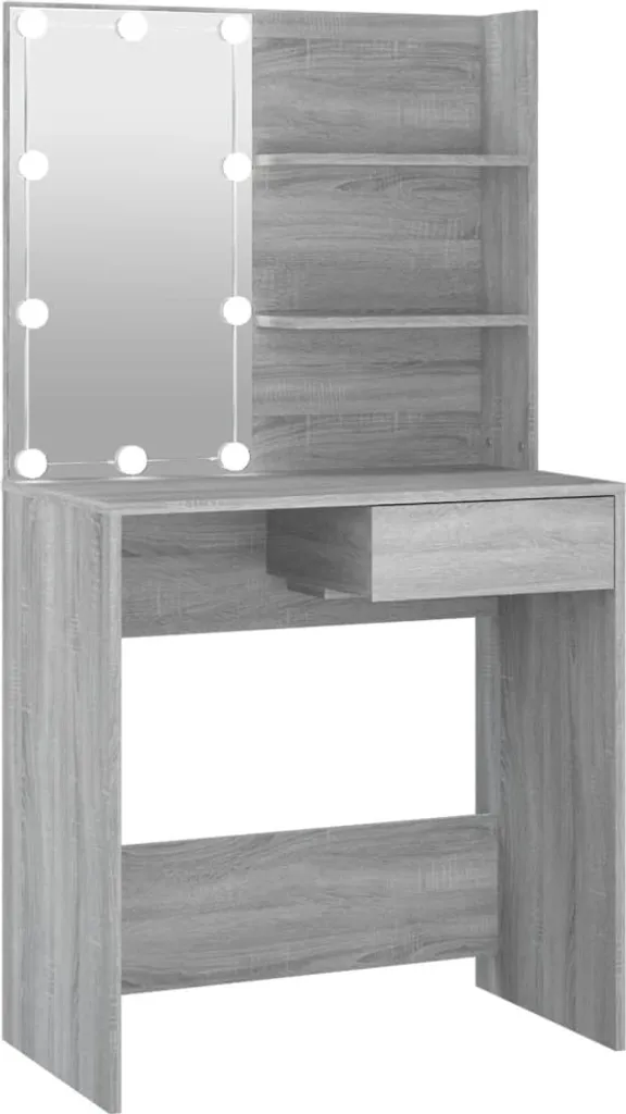Postazione Trucco LED SYFAX 74,5x40cm - Grigio Sonoma Salva Spazio