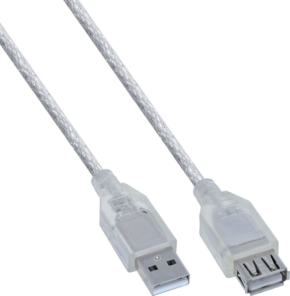 InLine® USB 2.0 Verlängerung, St/Bu, Typ A, transparent, 5m Produktbild 