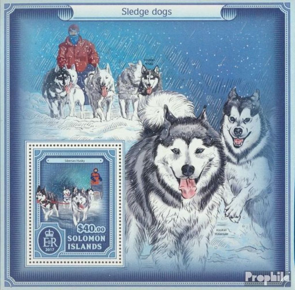 Briefmarken Salomoninseln 2017 Mi Block 630 (kompl. Ausg.) postfrisch Schlittenhunde