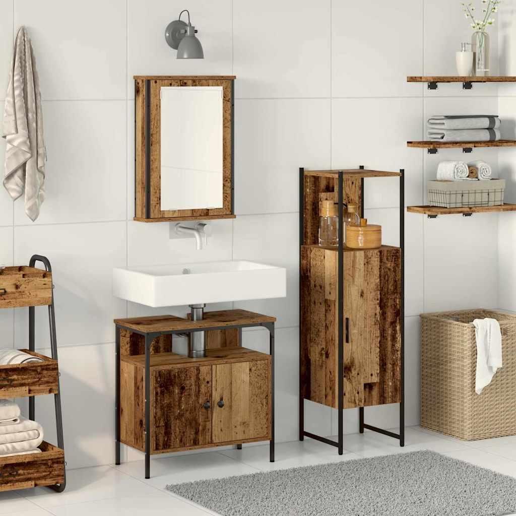 Maison Exclusive - Badezimmermöbel Set mit Speicher 3 pcs Braun 33 x 33 x 120.5 cm