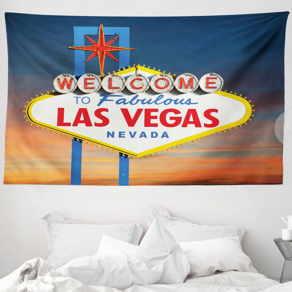 ABAKUHAUS Vereinigte Staaten von Amerika Wandteppich, Fabulous Las Vegas Nevada aus Weiches Mikrofaser Stoff Waschbar ohne Verblassen Digitaldruck,...