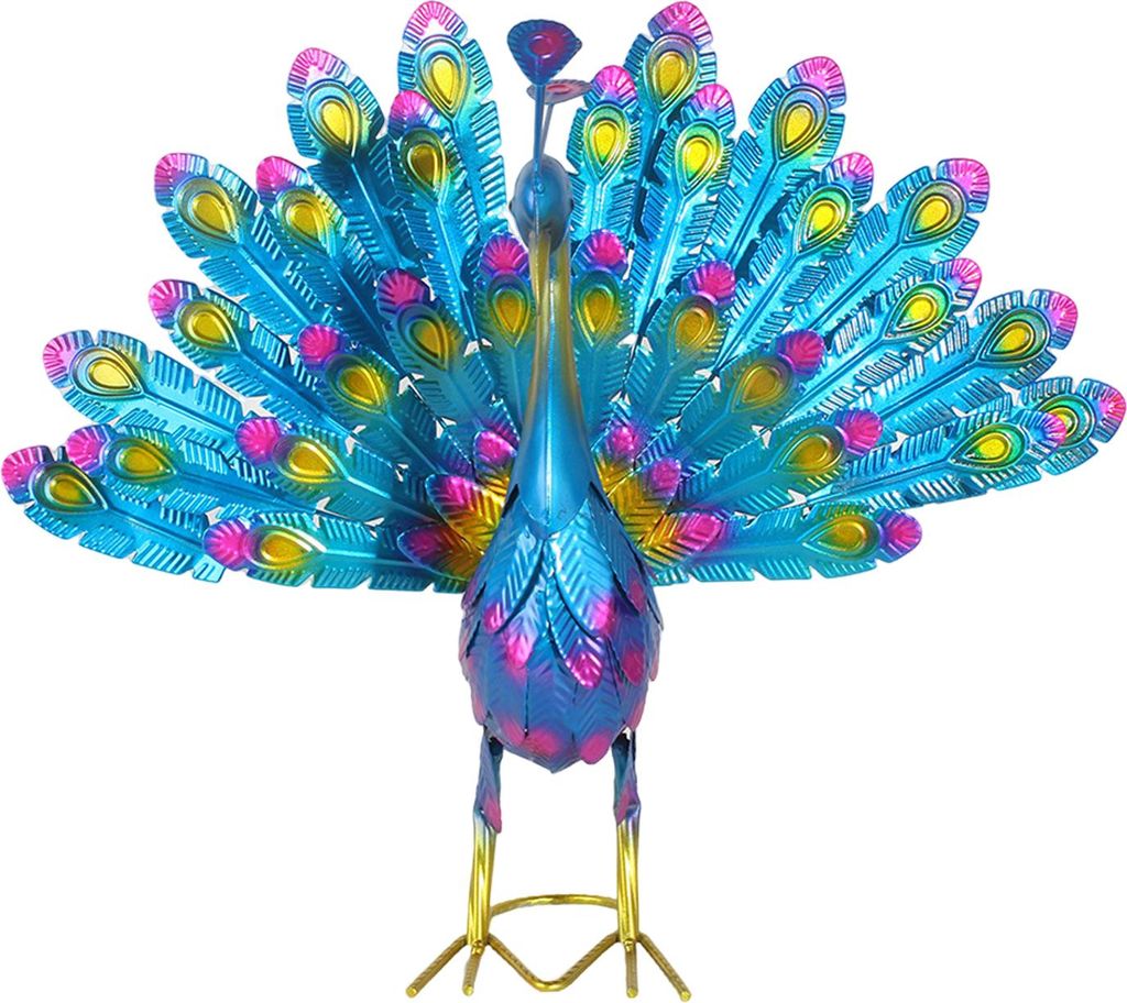 Metall-Pfau-Statue, Gartendekoration, Pfau-Skulptur, Pfau im Freien, Statue mit ausgebreitetem Schwanz für die Dekoration des Rasenhofs