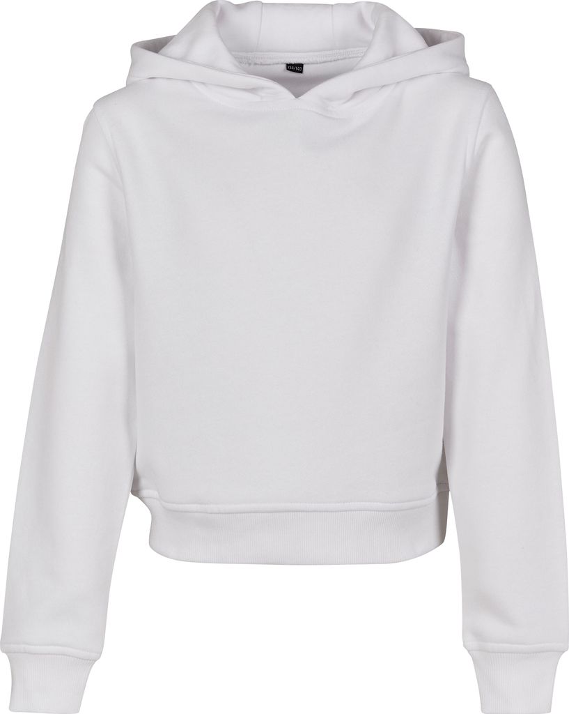 Build Your Brand Mädchen Cropp Kapuzenpullover RW7634 (164) (Weiß)
