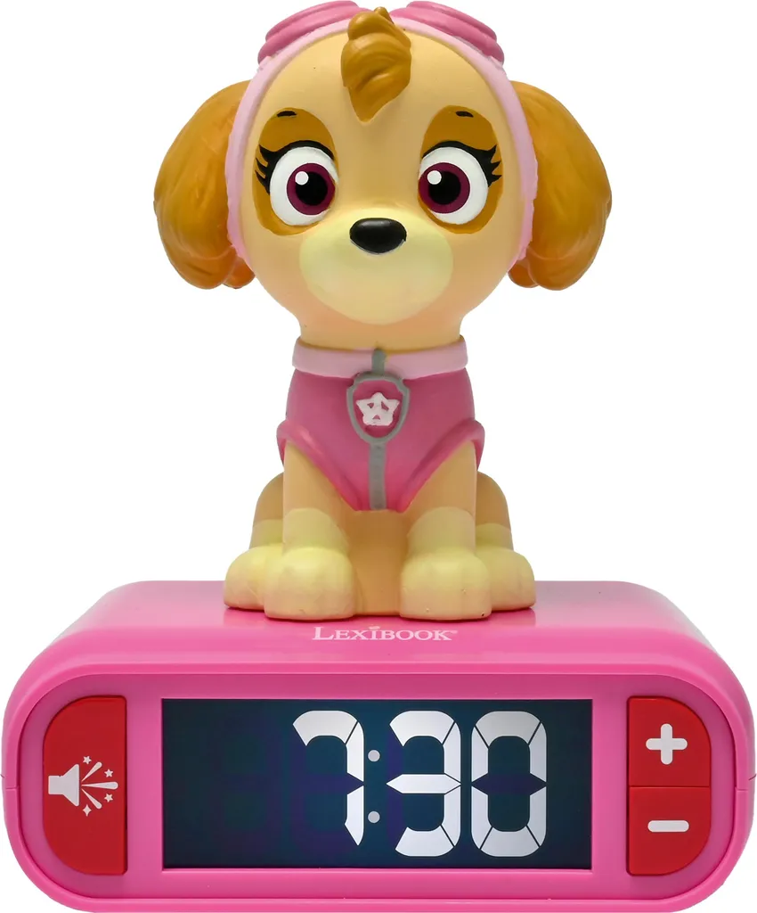 Radio-réveil enfant veilleuse 3D Pat Patrouille Skye avec écran LCD