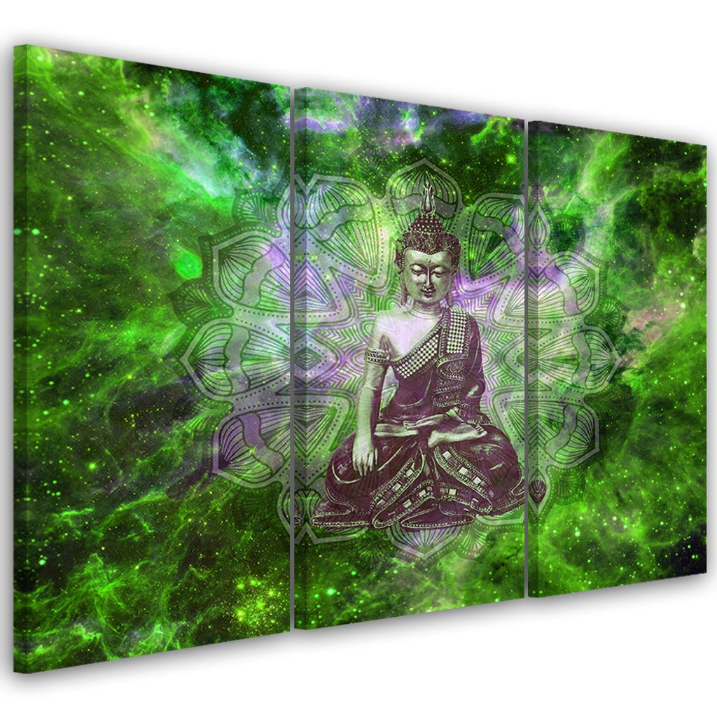 Triptychon auf leinwand religiöses - grün 60x40 cm Feeby grün wandbild bereit zum aufhängen