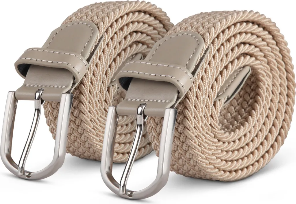 Set 2 Cinture Intrecciate Elastiche Hemmy 105cm Beige - Senza Fori Unisex
