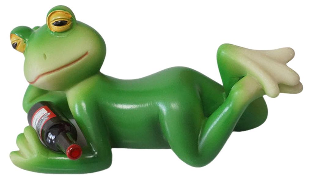 Liegende Froschfigur, Pflanzgefäßdekoration, Mini-Froschstatue aus Kunstharz, Frosch hält Flasche, Ornament für Garten, Zuhause, Büro, Blument...