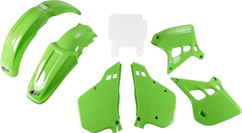 Verkleidungskit UFO PLAST 9-teilig Verkleidungssatz Kunststoff mit Gabelschutz, Farbe:grün / weiß