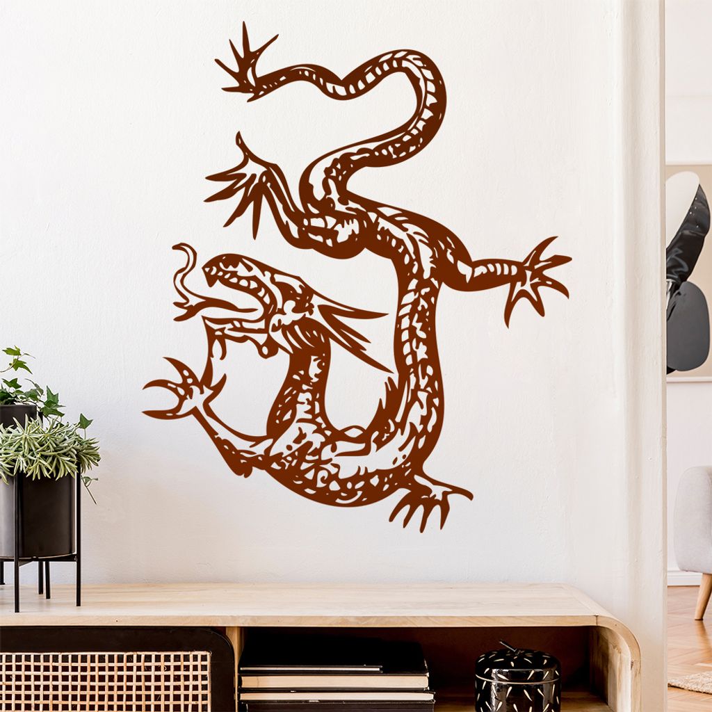 China Drachen Wandtattoo in 6 Größen - Wandaufkleber Wall Sticker - Dekoration, Küche, Wohnzimmer, Schlafzimmer, Badezimmer