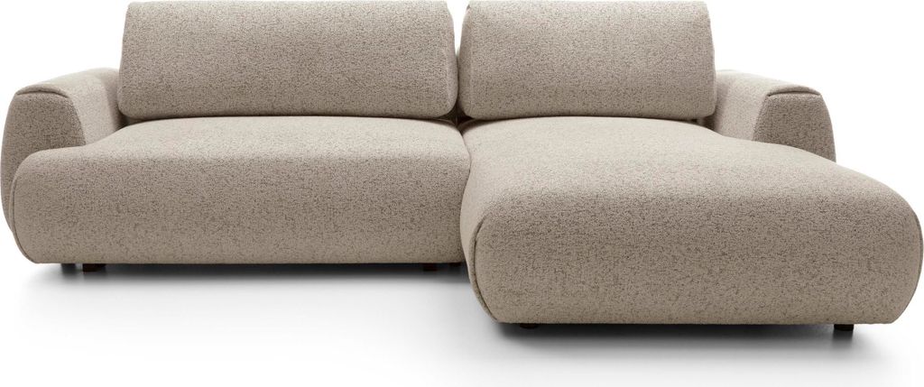 BETTSO Stilvolles dunkelbeiges Ecksofa MORENA mit Bettzeugablage für das Wohnzimmer Rechte