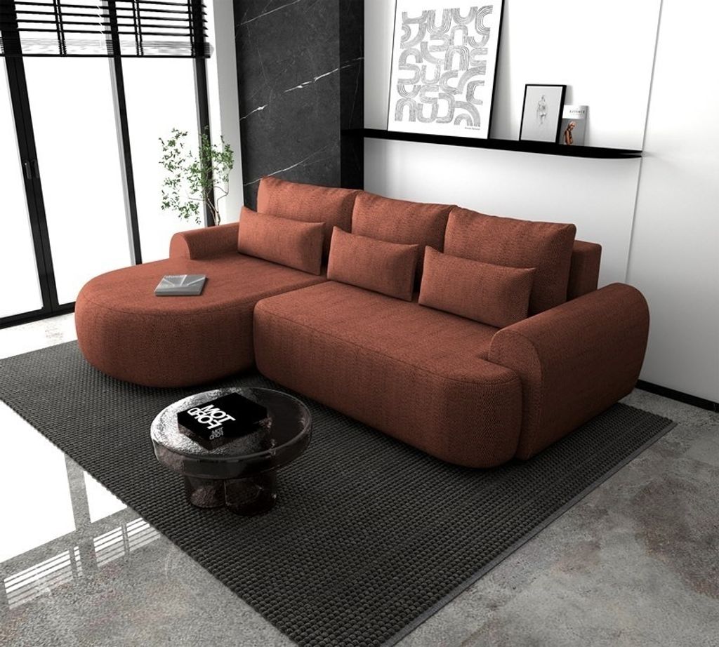 Ecksofa OLIVIO L - Wohnlandschaft Polstersofa Polstercouch (Ruby - MODESTO 483) LINKE SEITE